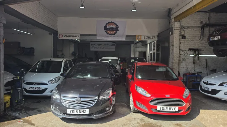 Inside the L.A Motors garage in Scarborough